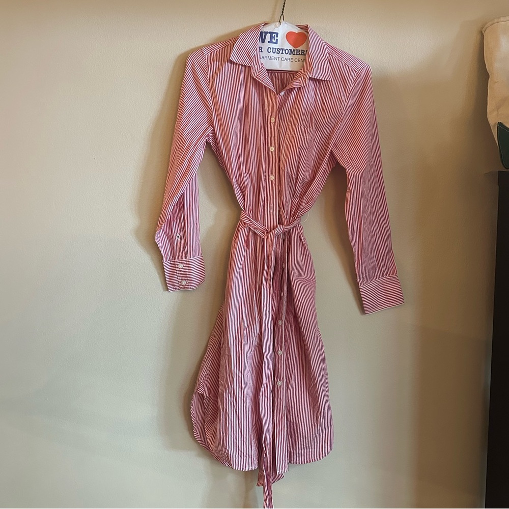 J. Crew Red Striped Long Sleeve Dress